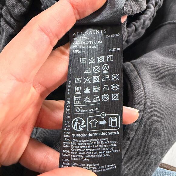 Allsaints Mens Size Small Gray Joggers Ari Sweatpants Cotton Casual Lounge Pants - Picture 9 of 11